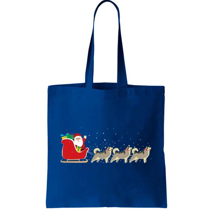 Husky Santa Christmas Sleigh Funny Husky Xmas Gift Tote Bag