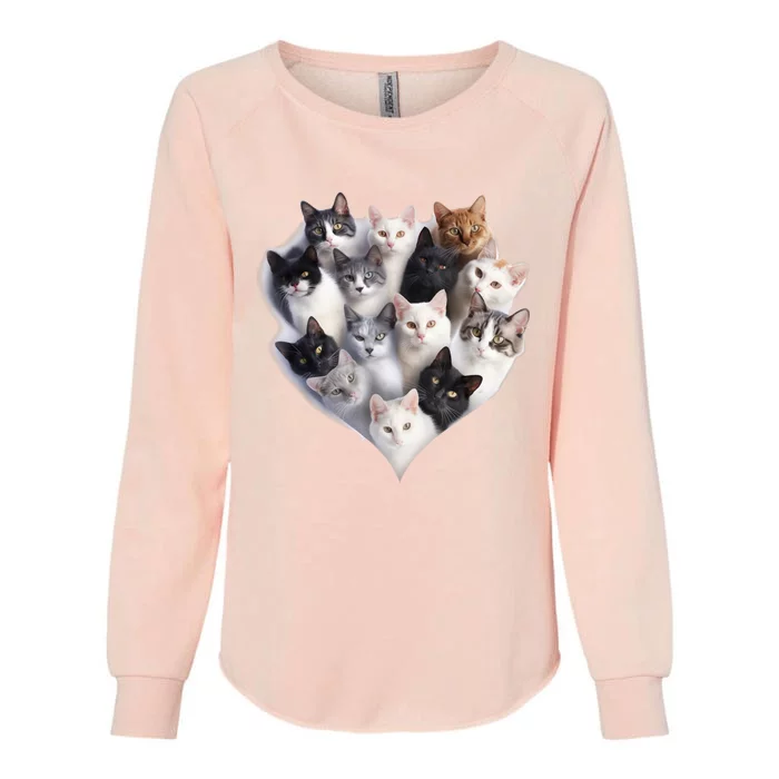 Heart Shape Cats Cat Lover Kitten Hearts Womens California Wash Sweatshirt