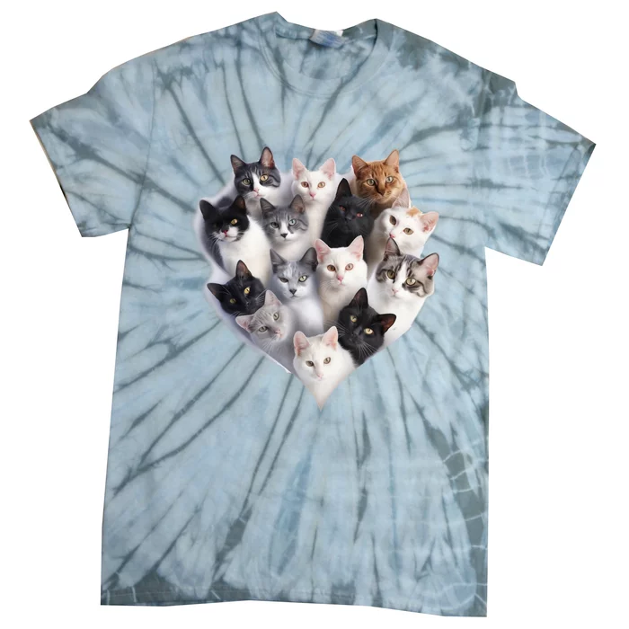 Heart Shape Cats Cat Lover Kitten Hearts Tie-Dye T-Shirt