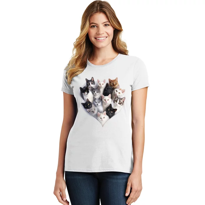 Heart Shape Cats Cat Lover Kitten Hearts Women's T-Shirt