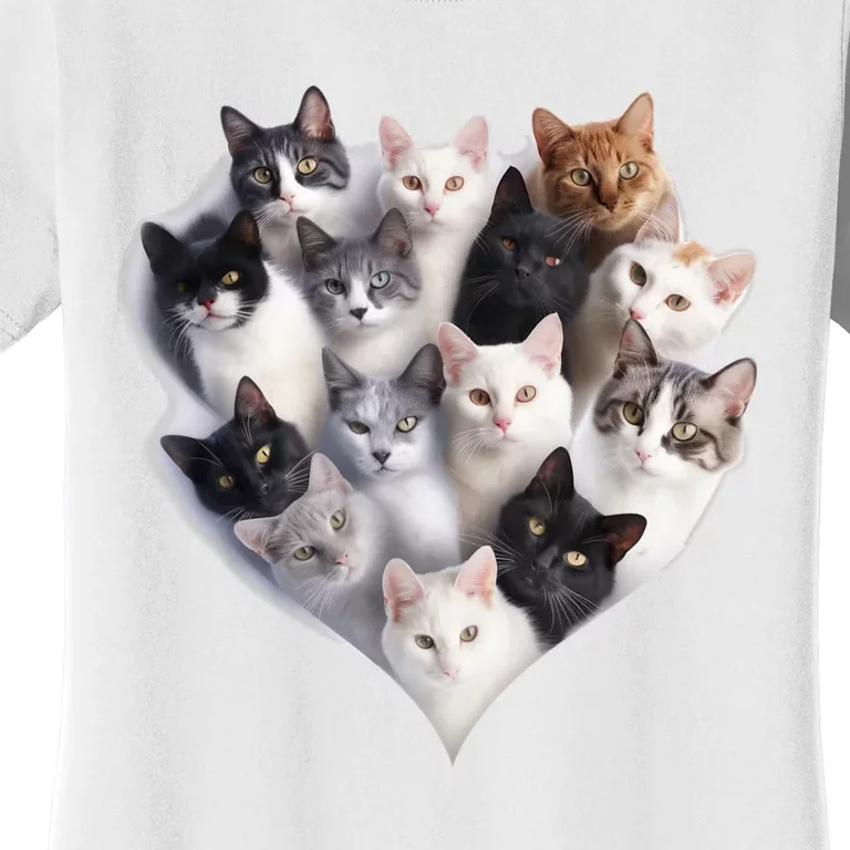 Heart Shape Cats Cat Lover Kitten Hearts Women's T-Shirt