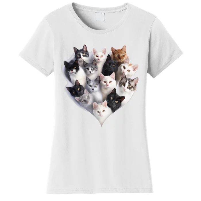 Heart Shape Cats Cat Lover Kitten Hearts Women's T-Shirt