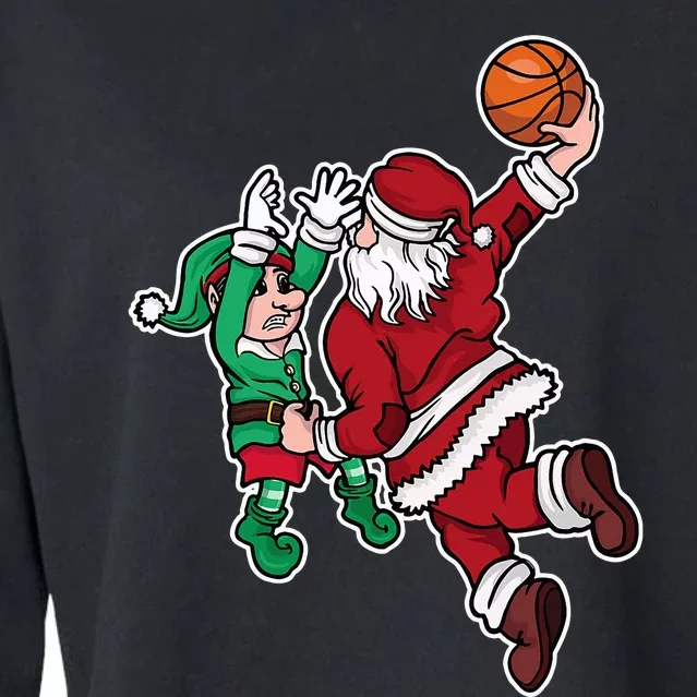 Hilarious Santa Claus Slam Dunk Christmas Gift Cropped Pullover Crew