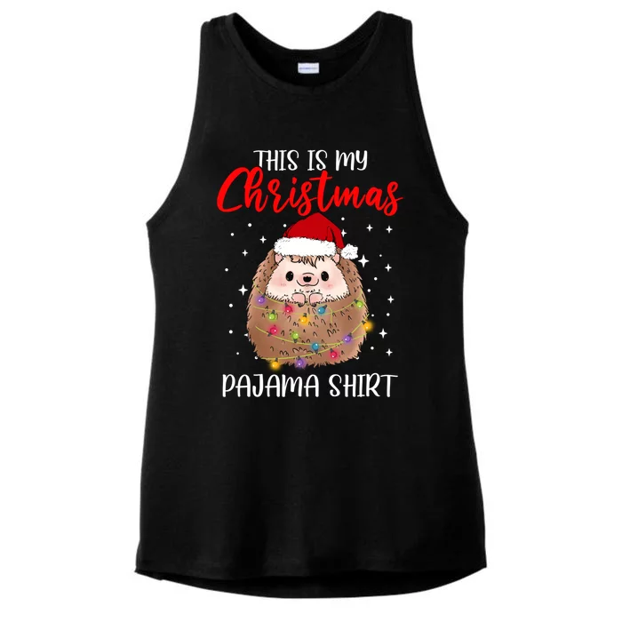 Hedgehog Santa Claus Christmas This Is My Christmas Pajama Cute Gift Ladies Tri-Blend Wicking Tank