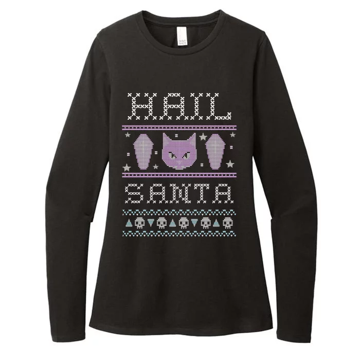 Hail Santa Creepy Cute Cat Gift Womens CVC Long Sleeve Shirt