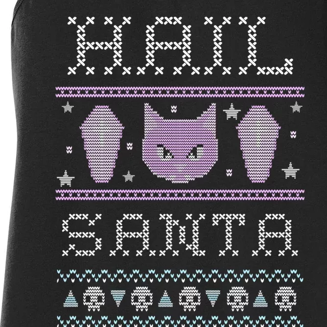 Hail Santa Creepy Cute Cat Gift Women's Racerback Tank