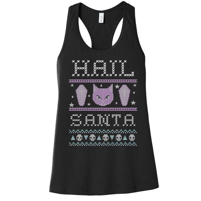 Hail Santa Creepy Cute Cat Gift Women's Racerback Tank