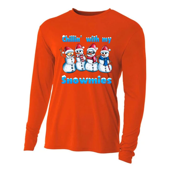 Holidays Snow Christmas Chillin With My Snowmies Funny Gift Cooling Performance Long Sleeve Crew