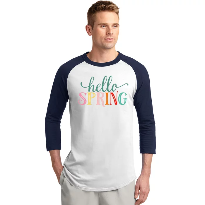 Hello Spring Colorful Baseball Sleeve Shirt