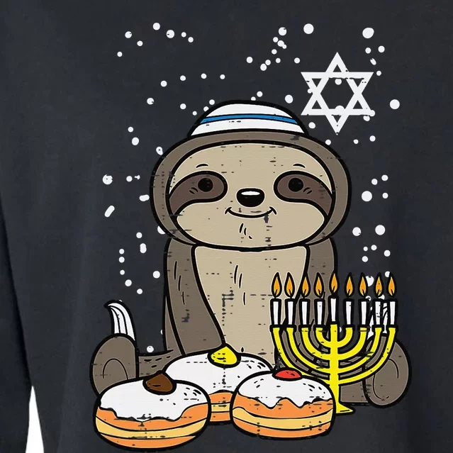 Hanukkah Sloth Chanukah Jewish Cropped Pullover Crew