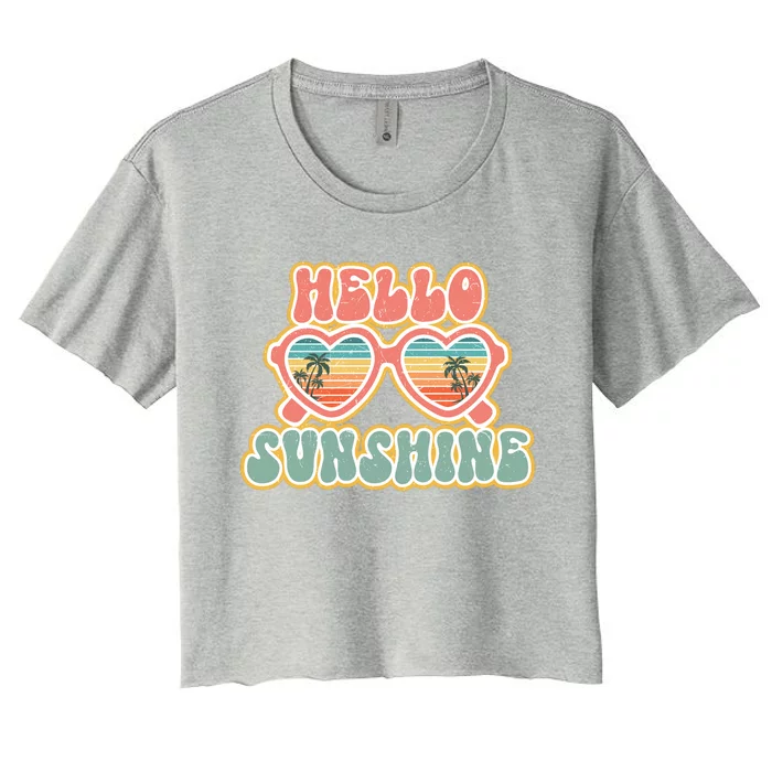 Hello Sunshine Cool Summer Sunglasses Women's Crop Top Tee