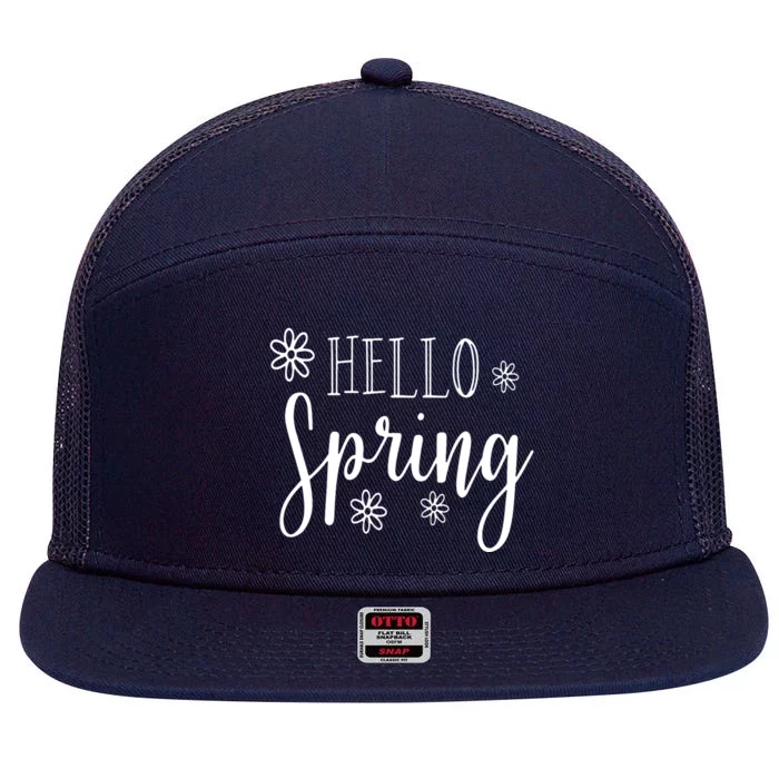 Hello Spring Cute Flower 7 Panel Mesh Trucker Snapback Hat