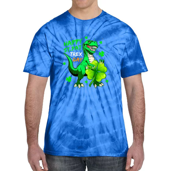 Happy St. Pat T-Rex Day Dinosaur St. Patrick's Day Boys Kids Tie-Dye T-Shirt