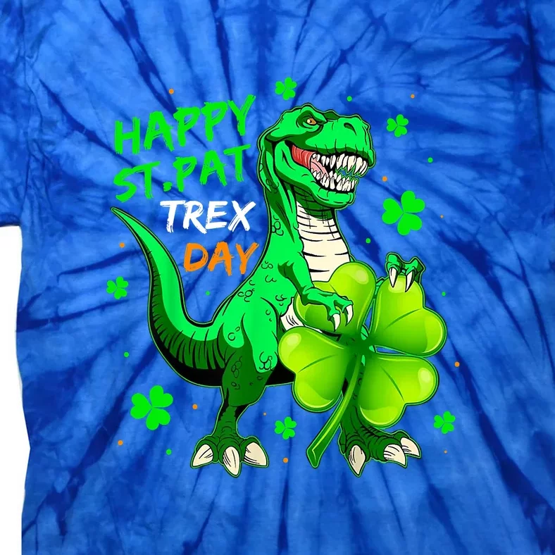 Happy St. Pat T-Rex Day Dinosaur St. Patrick's Day Boys Kids Tie-Dye T-Shirt