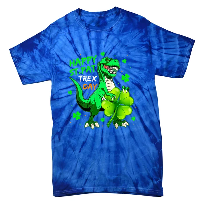 Happy St. Pat T-Rex Day Dinosaur St. Patrick's Day Boys Kids Tie-Dye T-Shirt