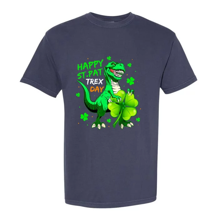 Happy St. Pat T-Rex Day Dinosaur St. Patrick's Day Boys Kids Garment-Dyed Heavyweight T-Shirt