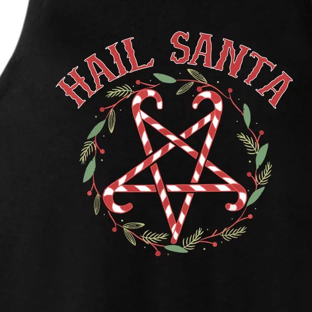 Hail Santa Christmas Krampus Funny Ladies Tri-Blend Wicking Tank