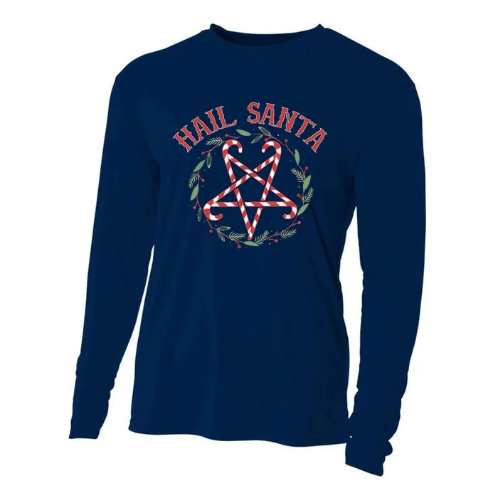 Hail Santa Christmas Krampus Funny Cooling Performance Long Sleeve Crew