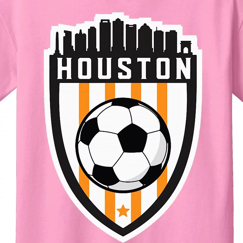 Houston Soccer City Skyline Futbol Club Match Day Fan Kids T-Shirt