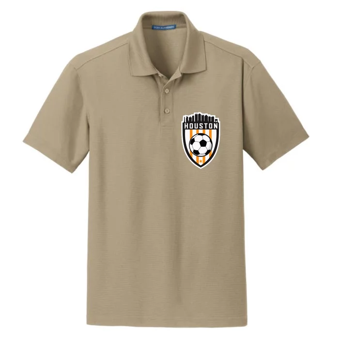 Houston Soccer City Skyline Futbol Club Match Day Fan Dry Zone Grid Performance Polo