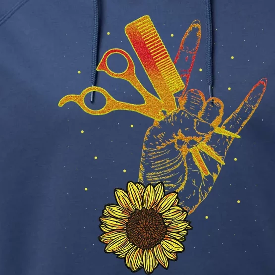 Hairstylist Sunflower Design Hippie Hair Salon Performance Fleece Hoodie