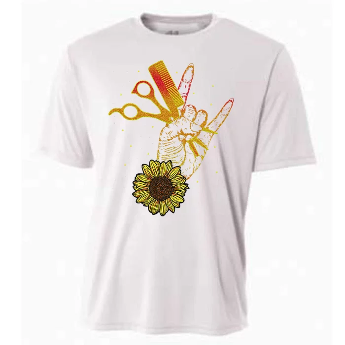 Hairstylist Sunflower Design Hippie Hair Salon Cooling Performance Crew T-Shirt