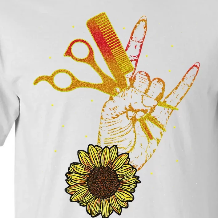 Hairstylist Sunflower Design Hippie Hair Salon Tall T-Shirt