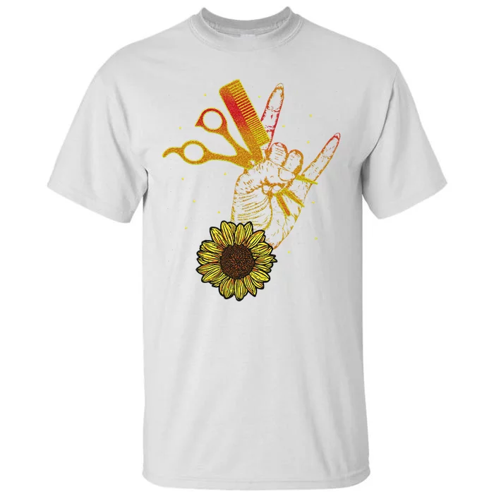 Hairstylist Sunflower Design Hippie Hair Salon Tall T-Shirt