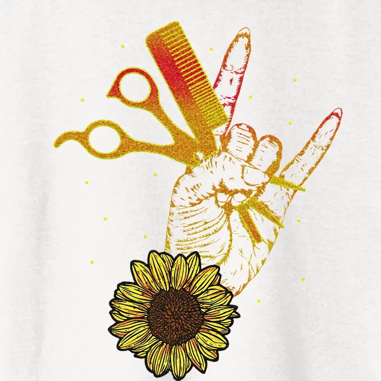 Hairstylist Sunflower Design Hippie Hair Salon Women's Crop Top Tee