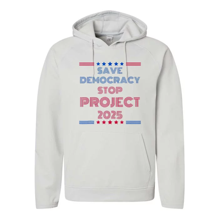 Happy Save Democracy Stop Project 2025 Presidential Election Performance Fleece Hoodie