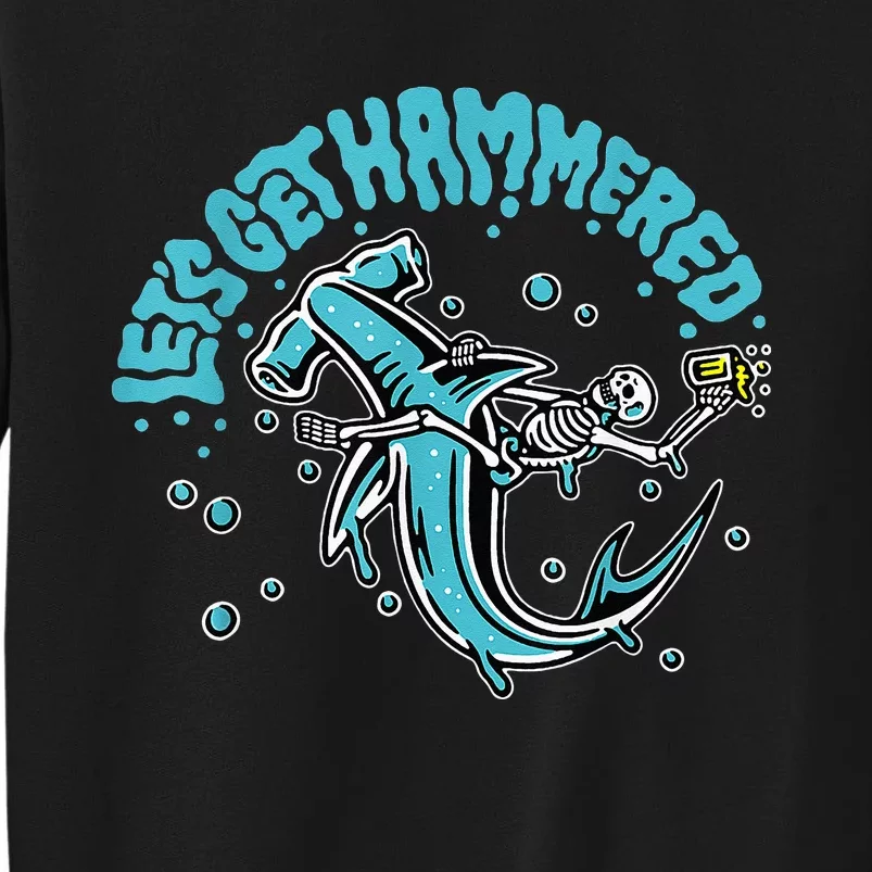 Hammerhead Shark Drinking Pun Let's Get Hammered Party Sweatshirt