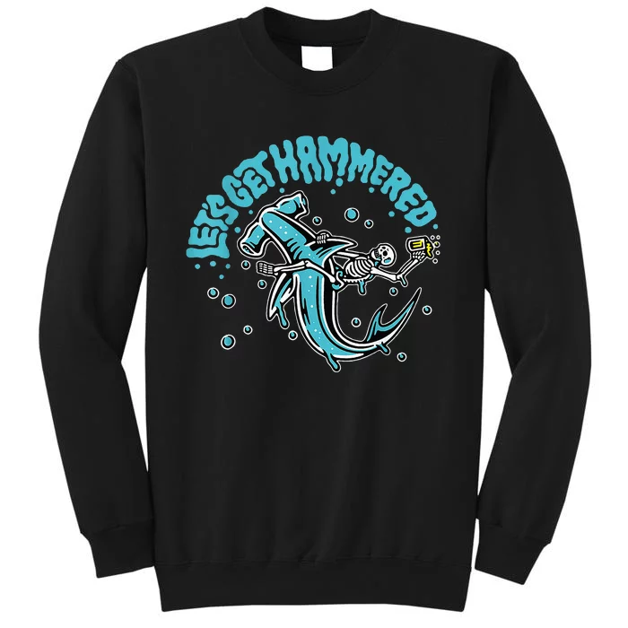 Hammerhead Shark Drinking Pun Let's Get Hammered Party Sweatshirt