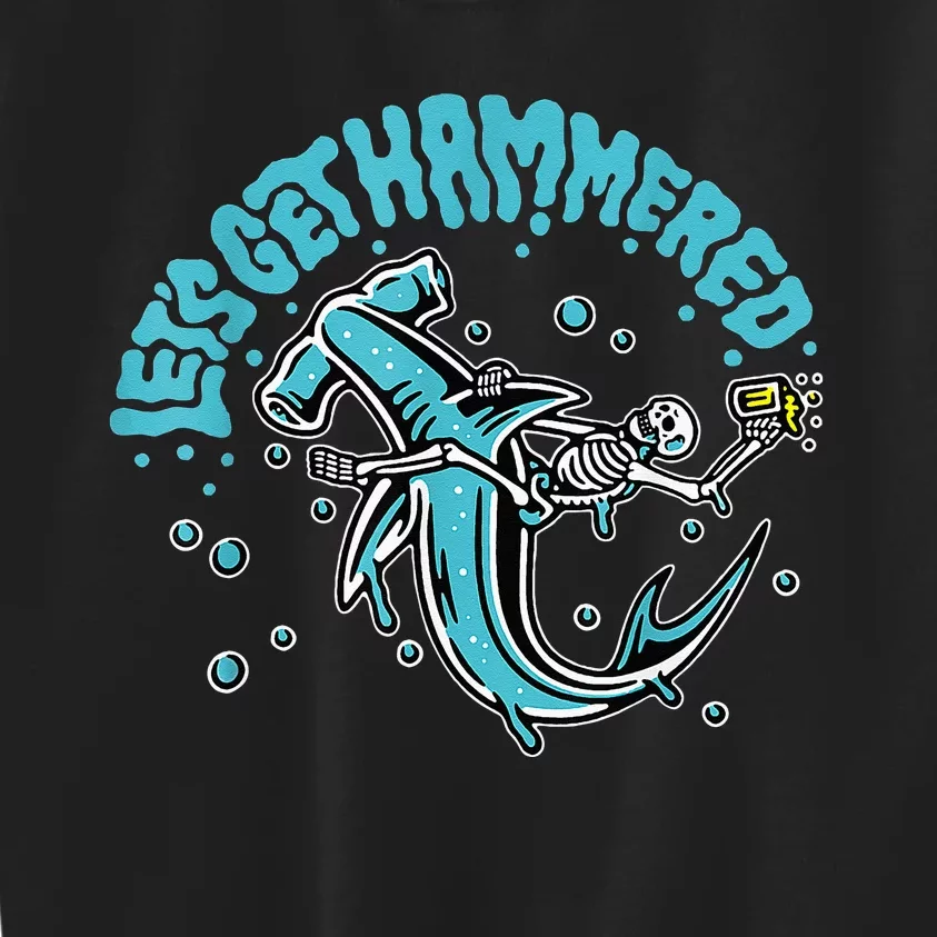 Hammerhead Shark Drinking Pun Let's Get Hammered Party Kids Sweatshirt