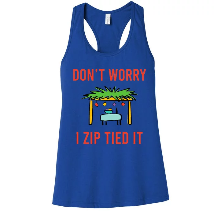 Happy Sukkot DonT Worry I Zip Tied It Jewish Sukkah Builder Women's Racerback Tank