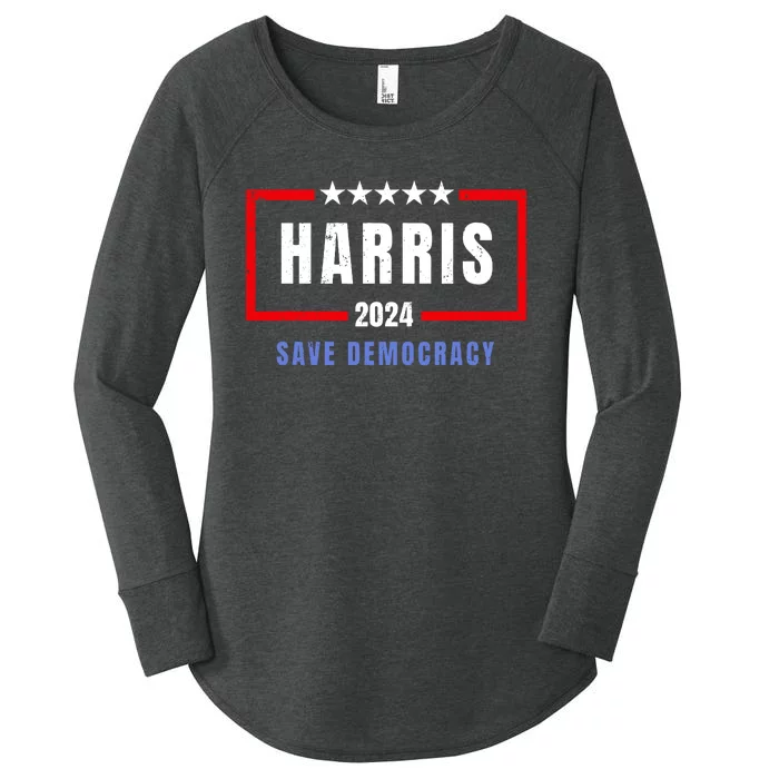 Harris Save Democracy 2024 For President Women's Perfect Tri Tunic Long Sleeve Shirt