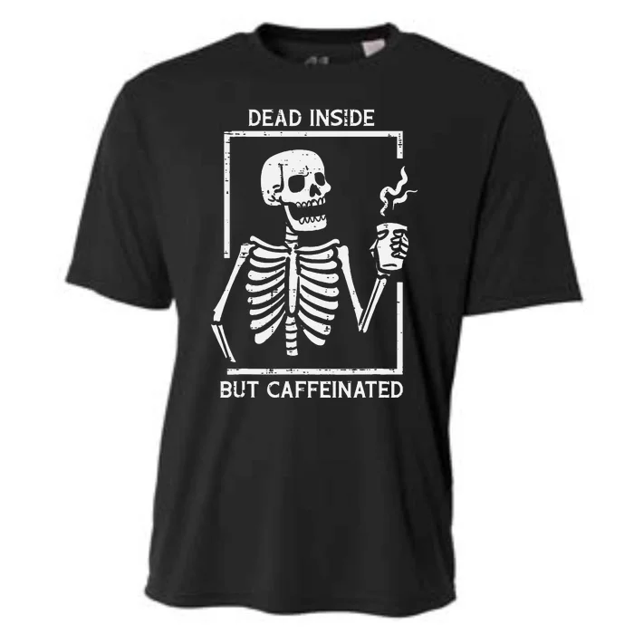 Halloween Skeleton Dead Inside Caffeinated Costume Cooling Performance Crew T-Shirt