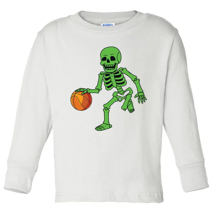 Halloween Skeleton Dribbling Basketball Boy Girl Toddler Long Sleeve Shirt