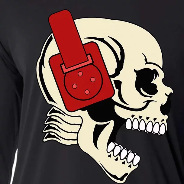 Headphone Skull Dj Halloween Creepy Edm Gift Cooling Performance Long Sleeve Crew