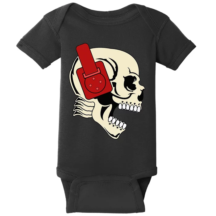 Headphone Skull Dj Halloween Creepy Edm Gift Baby Bodysuit