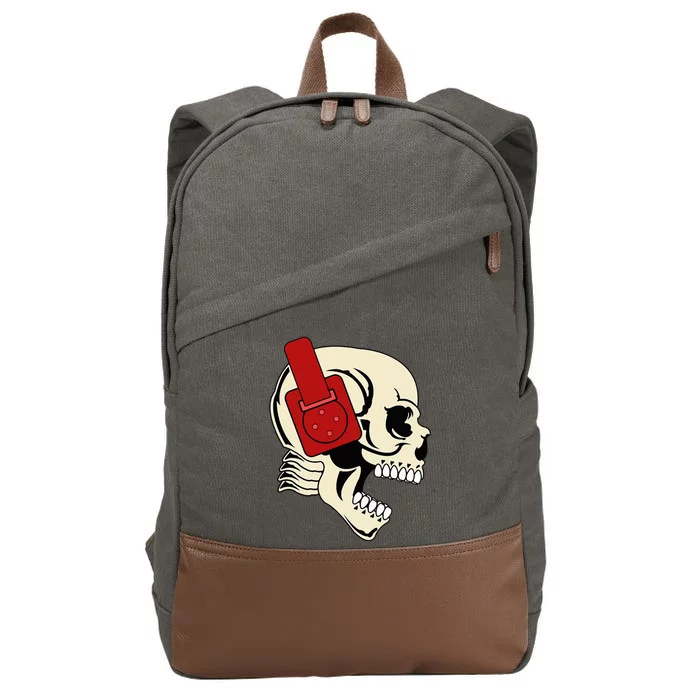 Headphone Skull Dj Halloween Creepy Edm Gift Cotton Canvas Backpack