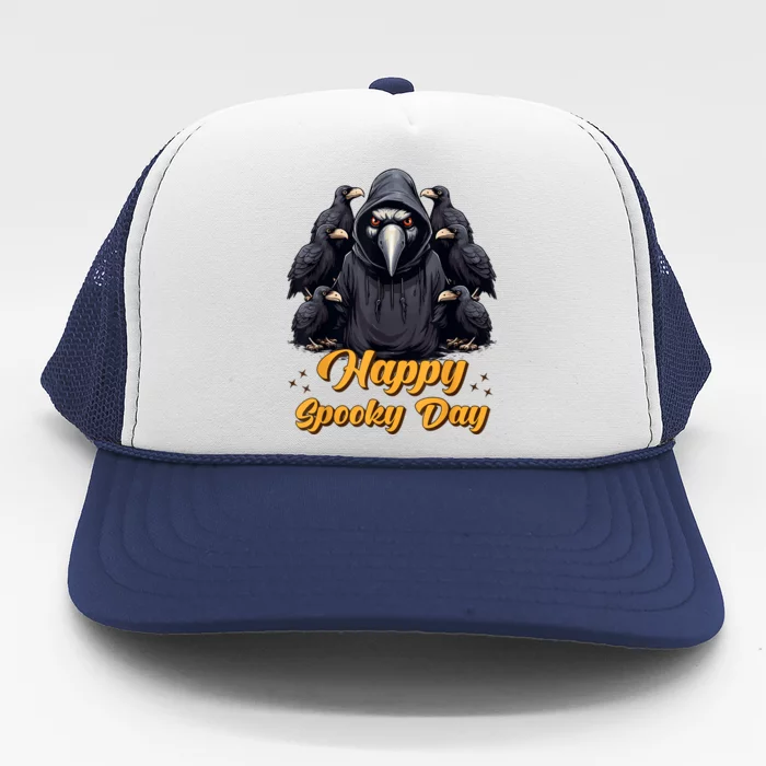 Happy Spooky Day Crow Trucker Hat