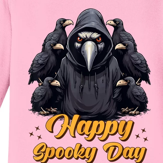 Happy Spooky Day Crow Baby Long Sleeve Bodysuit