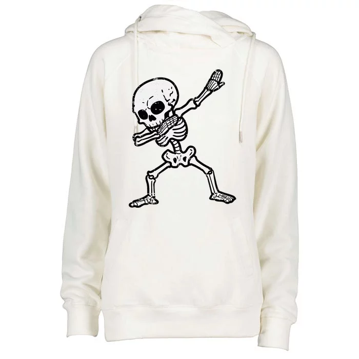 Halloween Skeleton Dabbing Costume Womens Funnel Neck Pullover Hood