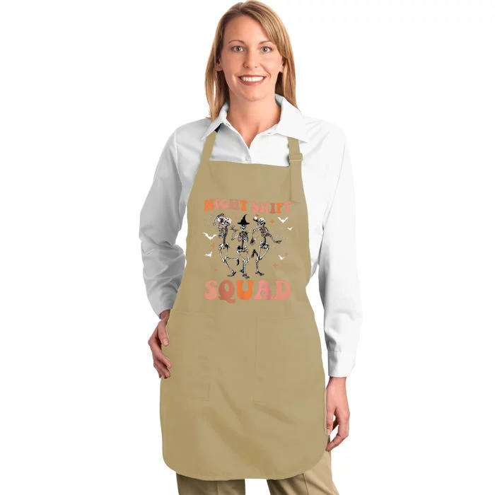 Halloween Skeleton Dancing Nurse Night Squad Shift Full-Length Apron With Pocket