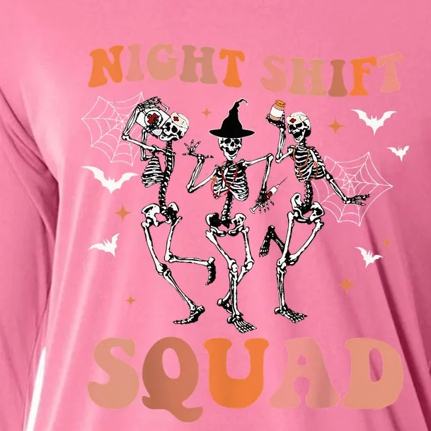 Halloween Skeleton Dancing Nurse Night Squad Shift Cooling Performance Long Sleeve Crew