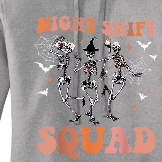 Halloween Skeleton Dancing Nurse Night Squad Shift Women's Pullover Hoodie