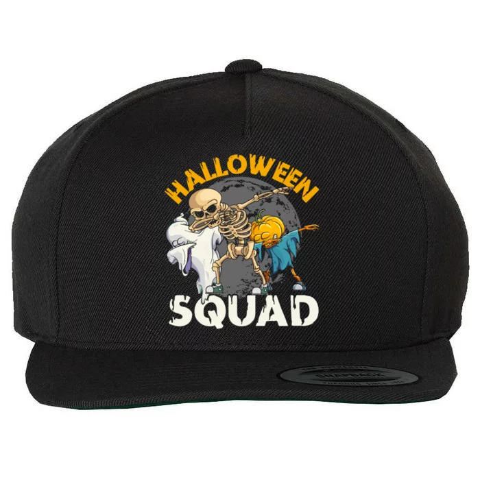 Halloween Squad Dabbing Skeleton Zombie Scary Pumpkin Gift Wool Snapback Cap