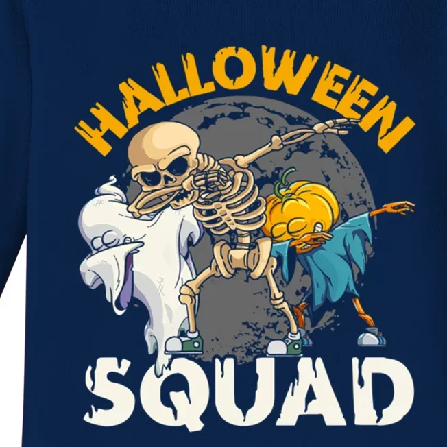 Halloween Squad Dabbing Skeleton Zombie Scary Pumpkin Gift Baby Long Sleeve Bodysuit