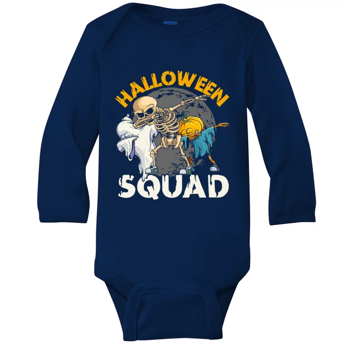 Halloween Squad Dabbing Skeleton Zombie Scary Pumpkin Gift Baby Long Sleeve Bodysuit