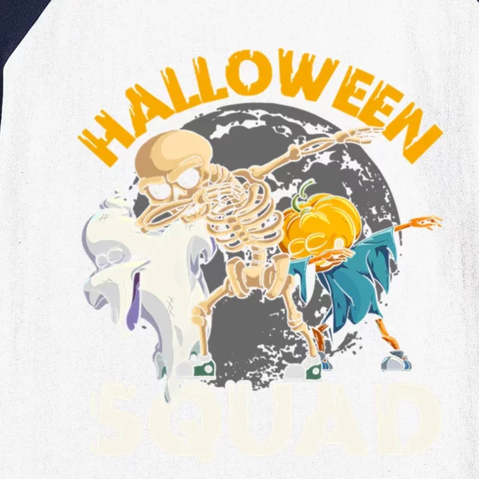 Halloween Squad Dabbing Skeleton Zombie Scary Pumpkin Gift Baseball Sleeve Shirt